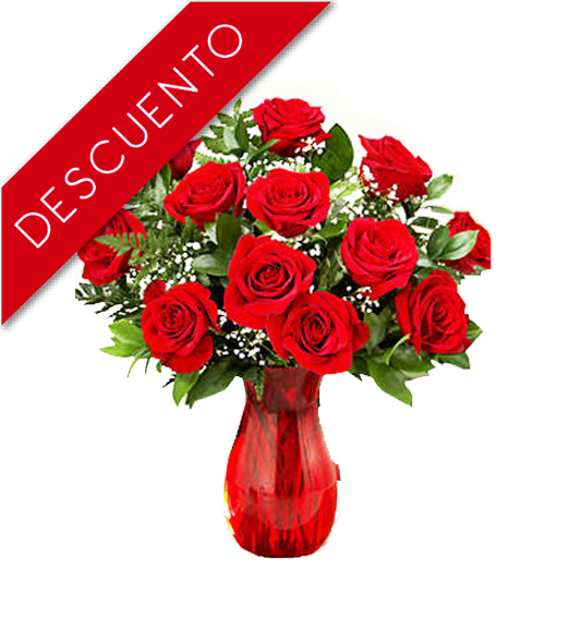 ..Florero en Rosas Rojas